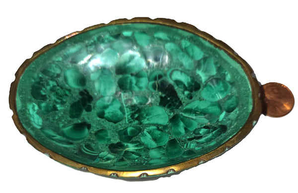 Malachite Bowl with Gold Rim