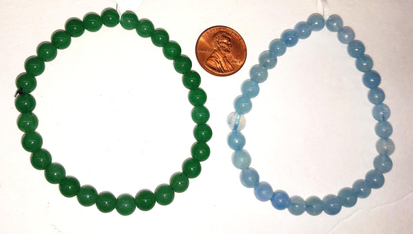 Aquamarine and Jade Bracelets - 6 mm