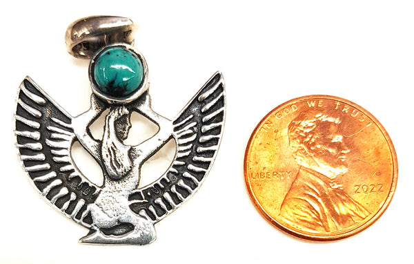 Sterling Silver Isis Turquoise Cabochon Pendant