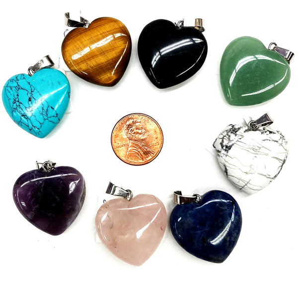 Natural Stone Heart Pendants