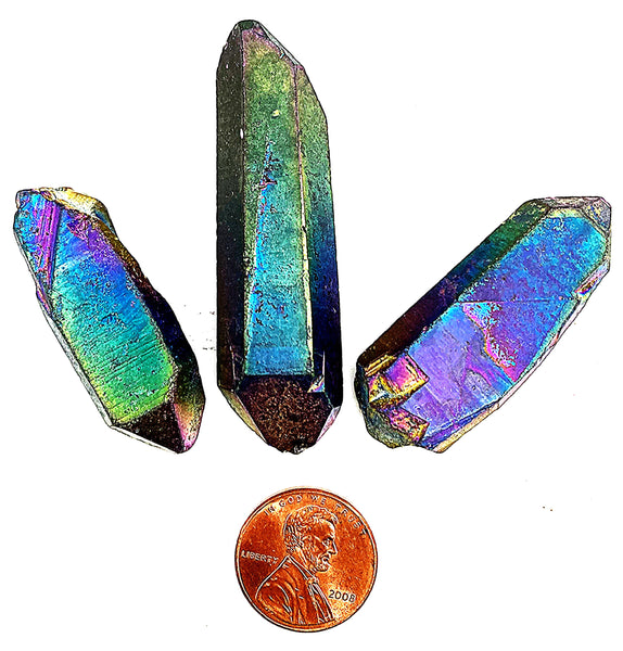 Rainbow Aura Agate Points