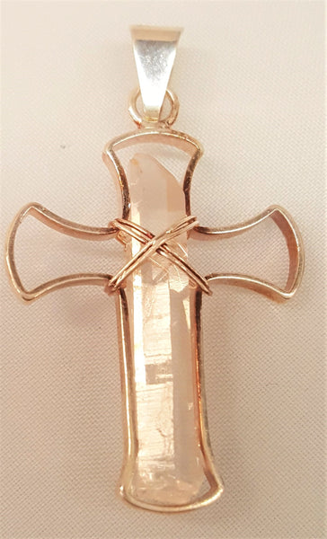 Silver Plated Quartz Cross Pendant