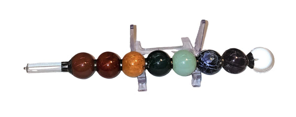 Red Jasper, Carnelian, Honey Calcite, Moss Agate, Blue Topaz, Sodalite, Amethyst, Quartz Point and Sphere Wand