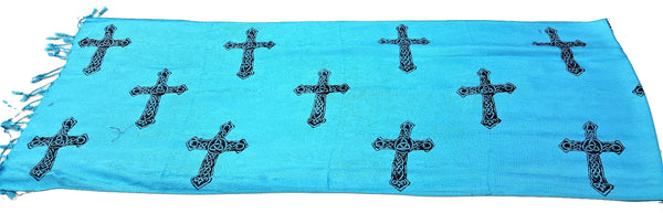 Blue Celtic Cross Scarf/Shawl