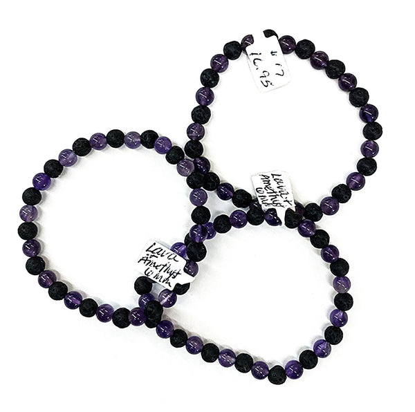 Lava and Amethyst Bracelets - 6 mm