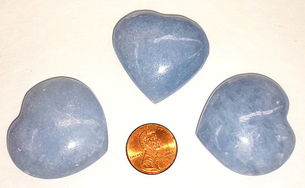 Blue Calcite Hearts