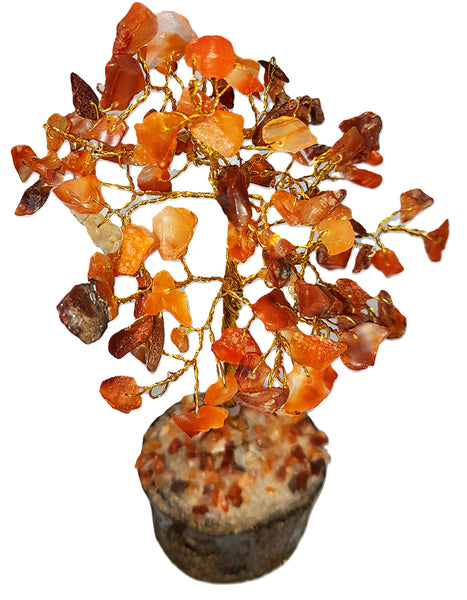 Carnelian Chip Tree with Wooden Base