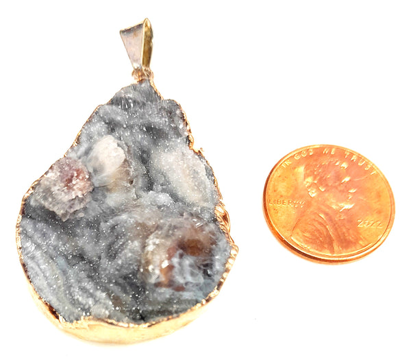 Silver plated Druzy Quartz Pendant