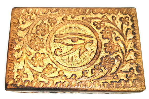 Wooden Tarot Box with Eye of Horus