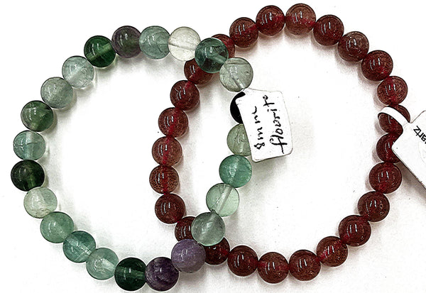 8 mm Bracelets Flourite Strawberry Quartz