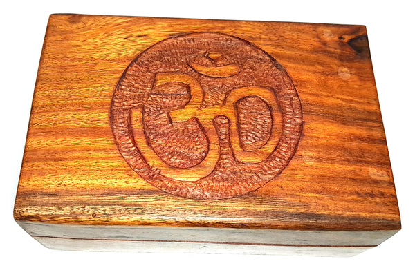 Wooden Tarot Card Box with OM Symbol