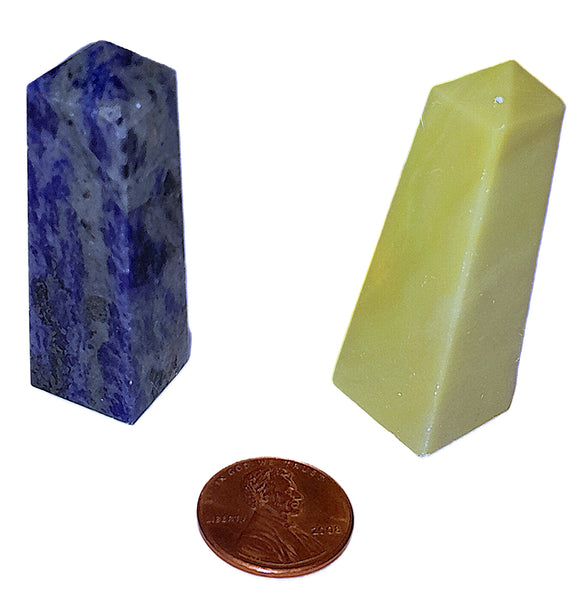 Serpentine and Sodalite Obelisk Towers