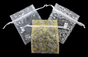 Organza Pouches w/Pull String-Hearts