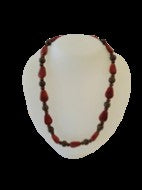 Wood & Sponge Coral Bead Necklaces-Red
