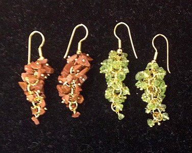 Dangle Grape Style Chips Earrings-Peridot