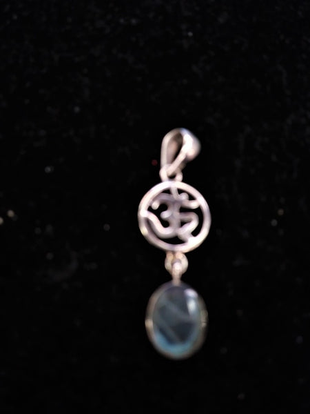 Sterling Silver "OM" Pendant with Faceted Labradorite