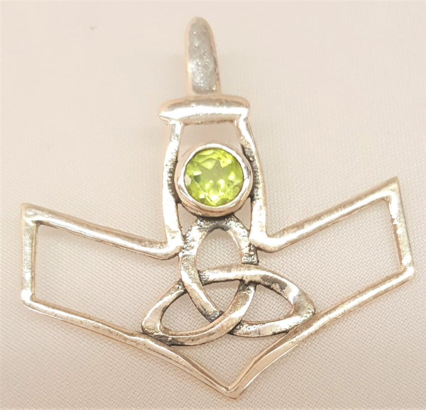 Sterling Silver Thor's Hammer with Faceted Peridot