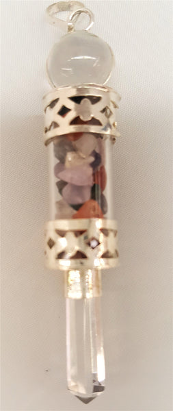 Silver Plated Quartz Point Sphere - Mixed Stones in Cylinder