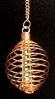 Copper Plated Coil Cage w/Mini Quartz Crystal Point Pendulums