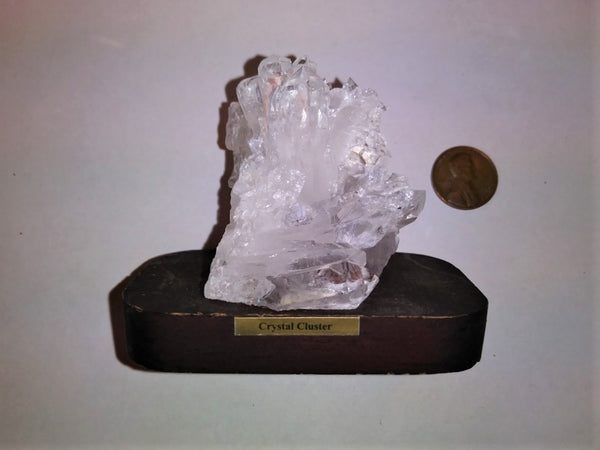 Quartz Cluster on Wood Base - 4.2 oz