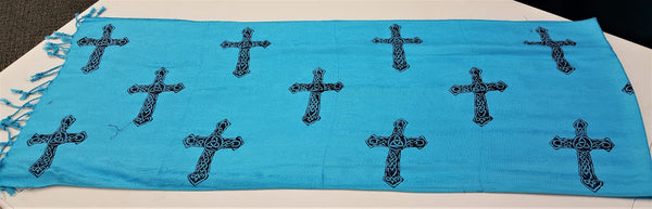 Blue Celtic Cross Scarf/Shawl