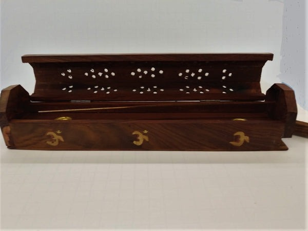 Wooden Incense Box / Storage Box, with OM