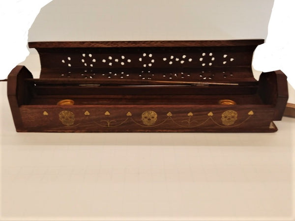 Wooden Incense Box / Storage Box, with Skull